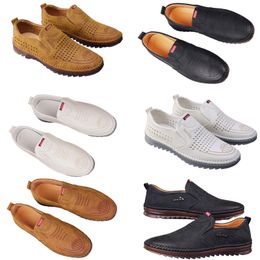 Casual shoes for men's spring new trend versatile online shoes for men's anti slip soft sole breathable leather shoes black 40