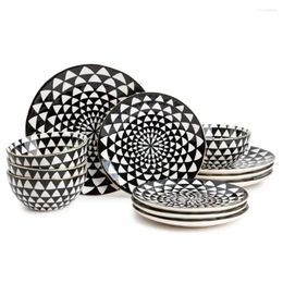 Dishes Plates 12-Piece Dinnerware Set Sets For Home Dinner And Drop Delivery Garden Kitchen Dining Bar Dh7Tp