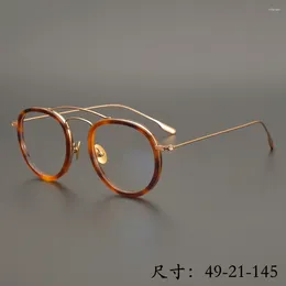 Sunglasses Frames Limited Edition Vintage Eyeglass Frame Ultralight Pure Titanium Double Bridge Style Retro Round Eyewear Women Original