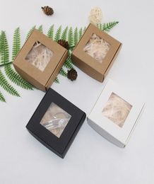 small Kraft paper box handmade soap box with window brown white black craft paper gift Jewellery box multisize7478375