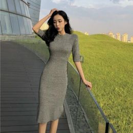 Dress Female Dress Sexy Daring Clothing Crochet Womens Dresses Cover Up Midi 2023 Knee Length Bodycon Knitted Elegant and Pretty Sale