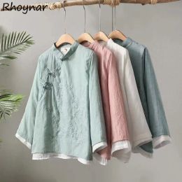 Shirt Shirts Women Chinese Style Embroidery Traditional Temper Aesthetics Personal Vintage Baggy M4XL Gentle Designer Camisa Chic Ins