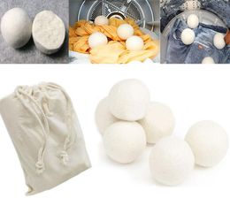 6pcsLot Wool Dryer Balls Reduce Wrinkles Reusable Natural Fabric Softener Anti Static Large Felted Organic Wool Clothes Dryer Bal2220164