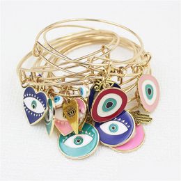 Charm Bracelets Wholesale Evil Eye Bracelet Hamsa Hand Of Protection Bangle For Her Women Mother Day Jewelry Gifts Drop Delivery Dho3D