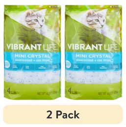 (2 pack) Vibrant Life Mini Crystal Unscented Cat Litter, 4 lb