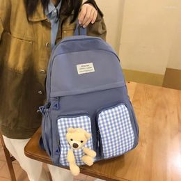 Backpack 2024 High School Students Women Bags Large Capacity Campus Shoulder Lattice Girls Fashion College For Teenager Girl