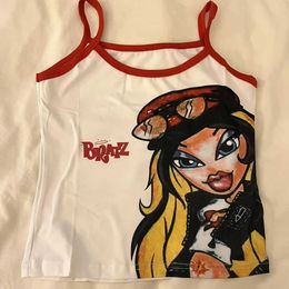 Women's T-Shirt Girls Y2k 2000s Cartoon anime Printing Tank Top Summer Vintage Crew neck Crop Tops Harajuku Streetwear Grunge sexy Corset