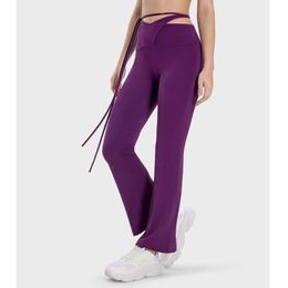 LU-091 Hög midja Slim Fit Micro Flap Pants Fashion Versatile Dance Sports Leggings For Women Gym Clothes