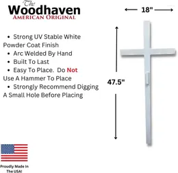 Garden Decorations Large Memorial Cross Perfect For Outdoor And Sites Steel Grave Marker White Powder Coat Finish Headstone Replacement