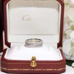 S Fashion Designers T-grid Anel de diamante clássico oco anéis presente essencial para homens mulheres ouro e prata 2 cores