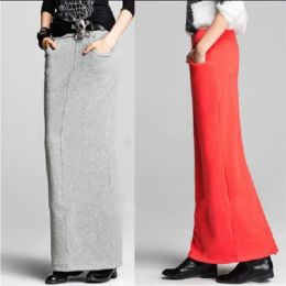 Skirt Free Shipping 2021 New Plus Size XS10XL Autumn Spring Slim Hip Skirt For Women Cotton Straight Long Maxi Customized Slit Skirts