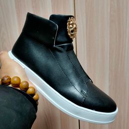 Brand designer casual shoes New style of men's shoes high-top shoes platform shoes cowhide casual shoes comfortable boots