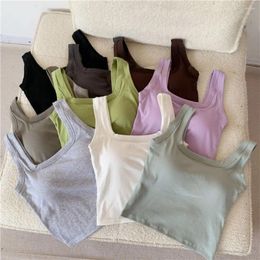 Camisoles & Tanks Square Collar Camisole Fashion U Backless With Breast Pads Chest Wrapping Fixed Cup Free Size One-piece Underwear