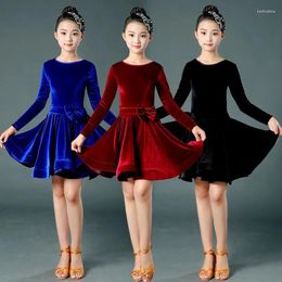 Stage Wear Children's Latin Dance Dress Long Sleeved Girl Performance Competition Training Dresses For Women