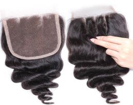 Brazilian Virgin 3 part Piece Top Lace closures Loose Wave Natural Color Human9707402