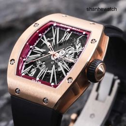 Athleisure Watch Designer Wristwatch RM Wrist Watch RM023 Women's Series Automatic Mechanical Titanium Carbon Fibre Fashion Full Hollow 18k Rose Gold Chronograph