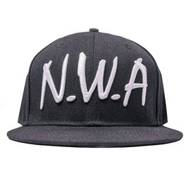 Fashion Hip Hop N.W.A Cap NWA Basketball Hat White Adjustable Embroidered SnapBack Hat Cap Black