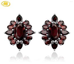 Stud Earrings Natural Red Garnet Solid Sterling Silver 15 Carats Genuine Gemstone Classic Women39s Jewelry Royal Luxury Style G3774391