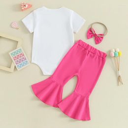 Clothing Sets Baby Girl First Birthday Outfit Man I Feel Like Im One Romper Flare Pants Set Headband Disco Cowgirl 1st Gift