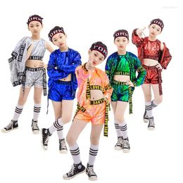 Stage Wear 3pcs Children Hip Hop Clothing Multicolor For Girls Jazz Dance Costumes Girl Ballroom Dancing Clothes Kid Suit