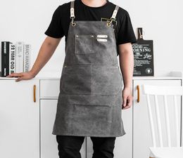 Cotton Canvas kitchen Aprons For Woman Men Work Apron For Grill Restaurant Bar Shop Cafes Beauty Nails Studios Hair Stylist Bib8824073