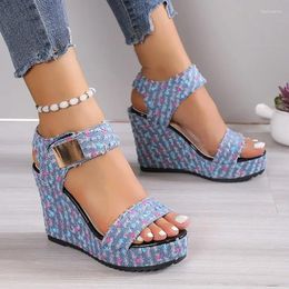 Sandals Shoes For Women 2024 Wedges Women's Summer Fashion High Heels Casual Platform Sandales Plus Size Female Shoe