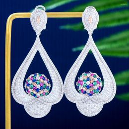 Dangle Earrings GODKI 60mm Luxury Crown Ball Earring For Women Wedding Cubic Zircon Crystal CZ Dubai Bridal Brincos Ohrringe 2024