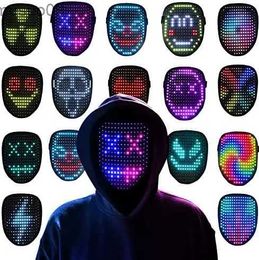 Designer Masks New Halloween LED Mask Gesture Light Mask Face-changing Induction Party Performance Atmosphere Props