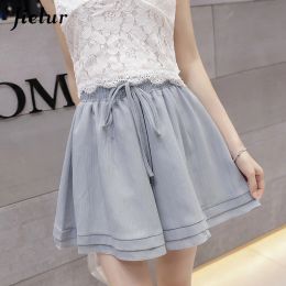 Shorts Chiffon Casual Skirt Shorts for Women Summer Black Grey Wideleg Short Female High Waist Bow Loose Sport Shorts M5XL