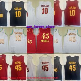 45 Donovan Mitchell Jersey Basketball New City 10 Darius Garland Jerseys Stitched White Black Red Breathable Shirts