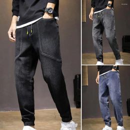 Men's Pants Harem Mid-Rise Elastic Waist Drawstring Shrinkable Cuffs Straight Sportswear Anti-pilling Men Multi Pockets Hip Hop Croppe