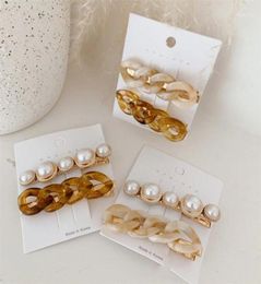 2020 New ins Fashion Hairpins Set For Women Girls Simulated Pearl Hair Clips Female Jewelry Acrylic Chain Hair Barrettes 19383369