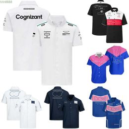 Olpx Men's Polos F1 Button Shirt Formula 1 Team Mens Polo Shirts Summer Men Breathable Casual Lapel Shirt T-shirt Male Sports Jersey Customizable