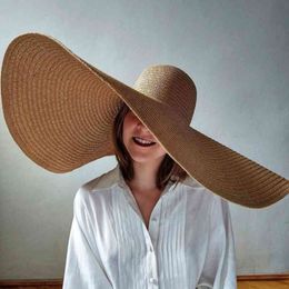 foldable women oversized hat 70cm diameter large brim summer sun beach hats whole 210323290K