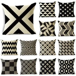 Pillow Modern Geometric Pattern Black And White Throw Pillowcase Home Sofa Bedroom Bedside Cover 40 40cm/45 45cm/50 50cm