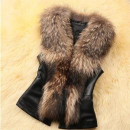 Waistcoats Fall Female Sleeveless Short Fake Fur Vest Women Elegant 2021 Leisure Black Faux Fur Vest Coat