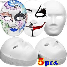 Designer Masks 1/5pcs DIY Full Face White Masks Halloween Costumes DIY Blank Paper Painting Mask Dance Ghost Cosplay Masque Party Mask Men Wmen