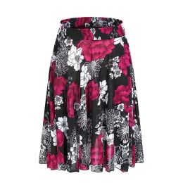 skirt Middle Aged Elderly Women's Skirt High Waist Printed Skirt Summer Mother's Floral Skirt Square Dance Ice Silk Middle Skirt