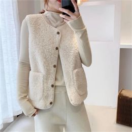 Waistcoats 2023 Autumn Fleece Waistcoat Women Winter White Vest Ladies Warm Thick Sleeveless Jacket Vests For Women H1310