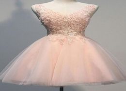 2019 Scoop New Designer Short mini V shape back tulle Homecoming Dress Popular Bridesmaid evening dress party dress pink Prom gown5507393