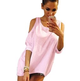 Whole Summer Women TShirt ONeck Solid Colour Off Shoulder Sexy Long T shirt Womens Top Tees Loose Casual Tshirt Plus Size K8151081