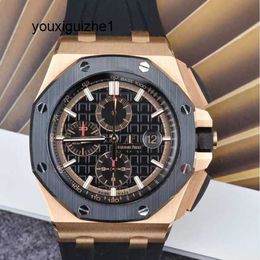 Business Watch Chronograph AP Watch Royal Oak Series Automatic Mechanical Watch with Date Display Timing Fly Back Reverse Jump Complete Set of 15500ST.OO.12