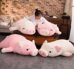 110cm Giant Piggy Doll Pink White Lying Sleepy Plush Animal Toy Ultra Soft Squishy Down Cotton Stuffed Children Gift 2107243663427