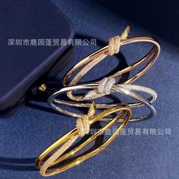 Hot tiffay Knot Bracelet Womens V-Gold Cross Bow Double Circle Diamond 1 High Version OXU6