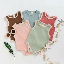 Rompers 5 Colors Toddler Kid Baby Girl Boys Bodysuits Clothes Knit Sleeveless Solid Jumpsuit Bodysuit Summer Outfits