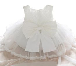 2021 Newborn Baptism Dress For Baby Girl White First Birthday Party Wear Cute Sleeveless Toddler Girl Christening Gown Clothes K719112609