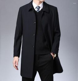 Men039s Trench Coats Spring Autumn Casual Mens Overcoat Thick Windbreaker Long Black Coat Male Outerwear Boys Y8656398584