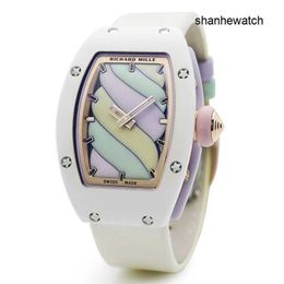 Exciting Watch Nice Watch RM Watch RM07-03 Automatic Mechanical Watch Womens Rm07-03 Cotton Candy Hollow Ceramic Female Style