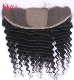 Brazilian Deep Wave Silk Base Lace Frontal Closure Virgin Human Hair With Baby Hair 13x4 Ear to Ear Lace Closure Preplucked Top L5576691