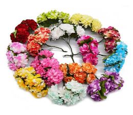 Decorative Flowers Wreaths 144Pcs 3cm Artificial Paper Rose DIY Azalea FlowerWedding Decoration Mini Handmade Bouquet Small Part1555448